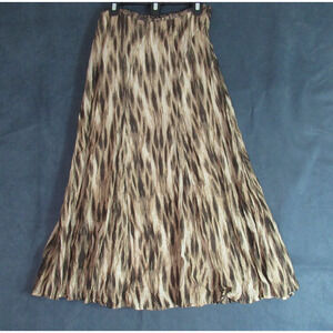 Chicos Skirt Womens Size 0.5 Brown Tan Graphic Maxi Work Preppy Modern Modest